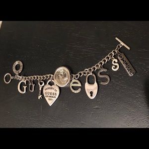 Silver Custom Guess Charm Bracelet